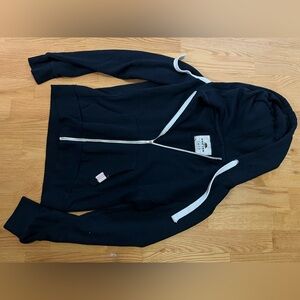 Reflex Black Hoodie with White Zipper